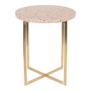ZUIVER tafel Luigi terrazzo pink/brass