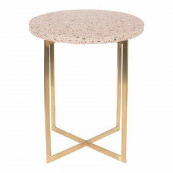 ZUIVER tafel Luigi terrazzo pink/brass